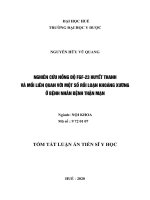 Nghiên cứu nồng độ FGF 23 huyết thanh và mối liên quan với một số yếu tố rối loạn khoáng xương ở bệnh nhân bệnh thận mạn tt 