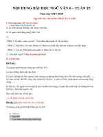 NỘI DUNG BÀI HỌC MÔN VĂN 6 - TUẦN 25