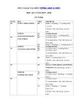 Phân phối chương trình giảm tải môn tiếng Anh 8 mới học kì 2 năm 2019 - 2020