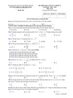 Đề thi học kì 1 môn Toán 11 năm 2020-2021 - Trường THPT Lý Thường Kiệt