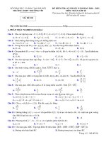 Đề thi học kì 1 môn Toán 10 năm 2020-2021 - Trường THPT Thường Tín