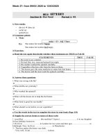 NỘI DUNG BÀI HỌC MÔN ANH 7 - TUẦN 27