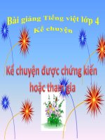 bài Kể chuyện - Kể chuyện được chứng kiến hoặc tham gia | Ngữ văn, Lớp 4 - Ôn Luyện