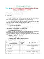 NỘI DUNG BÀI HỌC MÔN CÔNG NGHỆ 9 - TUẦN 27