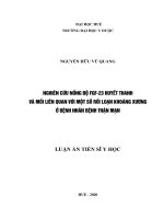 Nghiên cứu nồng độ FGF 23 huyết thanh và mối liên quan với một số yếu tố rối loạn khoáng xương ở bệnh nhân bệnh thận mạn 