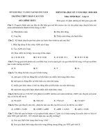 Đề thi học kì 1 môn Sinh học 12 năm 2020-2021 có đáp án - Trường THPT Trần Cao Vân
