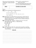 Toán 8 Đề thi học kì 2 đề thi CHAT LUONG HOC KY II môn toán LOP 8