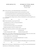 Đề thi học kì 1 môn Sinh học 12 năm 2020-2021 có đáp án - Trường THPT Duy Tân