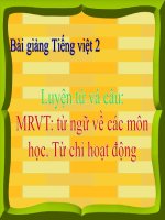 bài Luyện từ và câu - Mở rộng vốn từ Từ ngữ về các môn học Từ chỉ hoạt động | Ngữ văn, Lớp 2 - Ôn Luyện