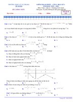 Đề thi học kì 1 môn Toán lớp 12 năm 2019 - 2020 THPT chuyên Lý Tự Trọng - Mã 672 | Toán học, Lớp 12 - Ôn Luyện