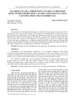 Tác động của quá trình toàn cầu hóa và hội nhập quốc tế đối với đời sống văn hóa tinh thần của giai cấp công nhân Việt Nam hiện nay