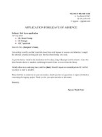 Đơn xin nghỉ phép ốm, nghỉ bệnh bằng tiếng anh.