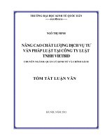 Nâng cao chất lượng dịch vụ tư vấn pháp luật, tại Công ty Luật TNHH Vietbid