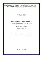 Tóm tắt luận án tiến sĩ kinh tế chính sách phát triển hợp tác xã trong nông nghiệp của việt nam