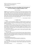 An Investigation into Factors that Hinder the Participation of University Students in English Speaking Lessons