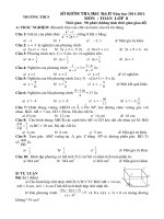Toán 8 Đề thi học kì 2 DE va DA HKII toan 8 nen tham khảo