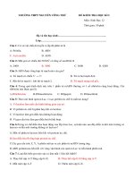 Đề thi học kì 1 môn Sinh học 12 năm 2020-2021 có đáp án - Trường THPT Nguyễn Công Trứ