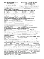 Đề thi thử vào lớp 10 môn tiếng anh năm 2017 - 2018 sở GDĐT thanh hóa mã 1 | Tiếng Anh - Ôn Luyện