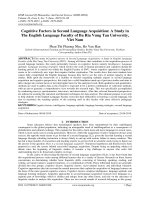 Cognitive Factors in Second Language Acquisition: A Study in The English Language Faculty of Ba Ria Vung Tau University, Viet Nam