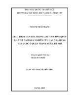 Giao thoa văn hóa trong ẩm thực hàn quốc tại việt nam qua nghiên cứu các nhà hàng hàn quốc ở quận thanh xuân, hà nội 