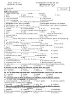 Đề thi học kì 1 môn Tiếng Anh 12 năm 2020-2021 có đáp án - Trường THPT Trần Phú