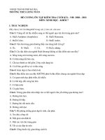 ĐỀ CƯƠNG ÔN TẬP HKI MÔN SINH KHỐI 7 NĂM HỌC 2020-2021