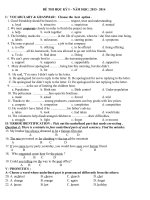 Đề thi học kì 1 môn Tiếng Anh lớp 11 chọn lọc có đáp án | Tiếng Anh, Lớp 11 - Ôn Luyện