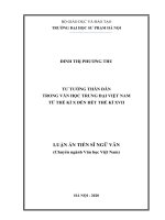 luận án tiến sĩ tư tưởng thân dân trong văn học trung đại việt nam từ thế kỉ x đến hết thế kỉ xvii 