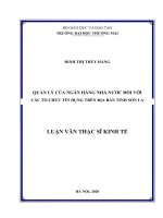 Quản lý của ngân hàng nhà nước đối với các tổ chức tín dụng trên địa bàn tỉnh sơn la 
