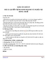 Giáo án GDCD 9 bài 13 Quyền tự do kinh doanh và nghĩa vụ đóng thuế | Lớp 9 - Ôn Luyện