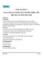 Giáo án GDCD 7 bài 10 Giữ gìn và phát huy truyền thống tốt đẹp của gia đình dòng họ | Lớp 7 - Ôn Luyện