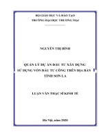 Quản lý dự án đầu tư xây dựng sử dụng vốn đầu tư công trên địa bàn tỉnh sơn la 