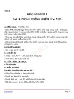 Giáo án GDCD 8 bài 14 Phòng, chống nhiễm HIV-AIDS | Lớp 8 - Ôn Luyện