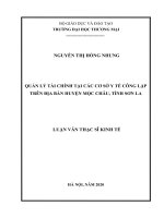 Quản lý tài chính tại các cơ sở y tế công lập trên địa bàn huyện mộc châu, tỉnh sơn la 