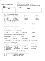 Anh 6-Tiết 54: Bài kiểm tra học kì I (2017-2018)