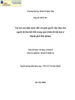 Vai trò của nhà nước đối với giải quyết việc làm cho người bị thu hồi đất trong quá trình đô thị hoá ở thành phố Hải phòng