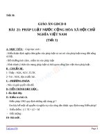 Giáo án GDCD 8 bài 21 Pháp luật nước Cộng hòa xã hội chủ nghĩa Việt Nam | Lớp 8 - Ôn Luyện