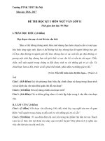 Đề thi học kì 1 môn Văn lớp 11 PTNK TDTT Hà Nội có đáp án | Ngữ văn, Lớp 11 - Ôn Luyện