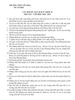 Câu hỏi ôn tập học kì 1 môn Sử lớp 10 năm 2020 - 2021 THPT Yên Hòa | Lớp 10, Lịch sử - Ôn Luyện