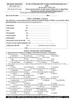 Đề thi tuyển sinh lớp 10 thpt chuyên môn tiếng anh năm 2019 - 2020 sở GDĐT vĩnh phúc của thầy đỗ bình | Tiếng Anh - Ôn Luyện