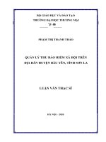 Quản lý thu BHXH trên địa bàn huyện bắc yên, tỉnh sơn la 