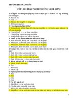 Đề cương ôn tập công nghệ 8 học kì 1 năm học 2019 – 2020 trường THCS Văn Quán