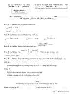 Bài kiểm tra có đáp án chi tiết học kỳ 2 môn Toán lớp 10 trường THPT ptnk tt olympic năm học 2016 - 2017 mã 1 | Toán học, Lớp 10 - Ôn Luyện