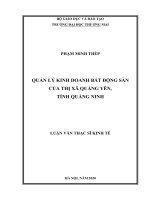 Quản lý kinh doanh bất động sản của thị xã quảng yên, tỉnh quảng ninh 