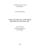 Luận án Tiến sĩ Quản trị kinh doanh: Nâng cao năng lực cạnh tranh điểm đến du lịch ở Bạc Liêu