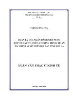 Quản lý của ngân hàng nhà nước đối với các tổ chức, chương trình, dự án tài chính vi mô trên địa bàn tỉnh sơn la 