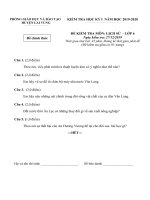 Đề và đáp án đề thi Lịch sử 6  học kì 1 năm học 2019-2020