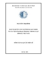 Tóm tắt luận án Tiến sĩ Luật học: Bảo vệ quyền con người bằng quy định về các tội xâm phạm tình dục trong Luật hình sự Việt Nam