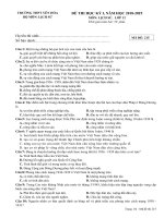 Đề thi học kì 1 môn Sử lớp 12 THPT Yên Hòa - Mã đề 215 | Lớp 12, Lịch sử - Ôn Luyện