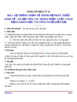 Giáo án Địa lý 11 bài 1 Sự tương phản về trình độ phát triển KT-XH của các nhóm nước Cuộc cách mạng khoa học và công nghệ hiện đại | Lớp 11, Địa lý - Ôn Luyện